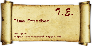 Tima Erzsébet névjegykártya